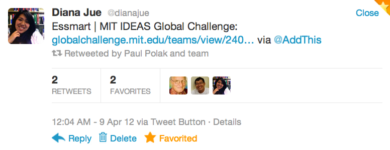 Paul Polak’s team retweeted our MIT IDEAS Global Challenge profile!
